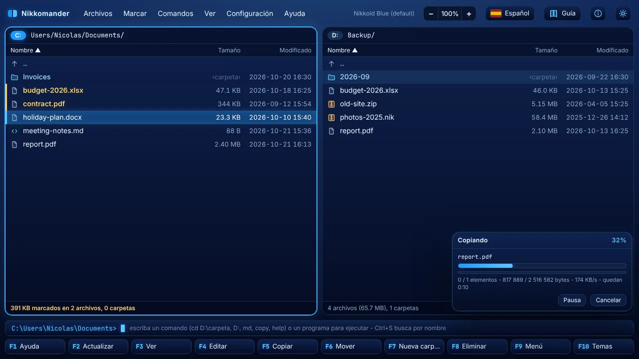 Una copia en segundo plano mientras sigue trabajando