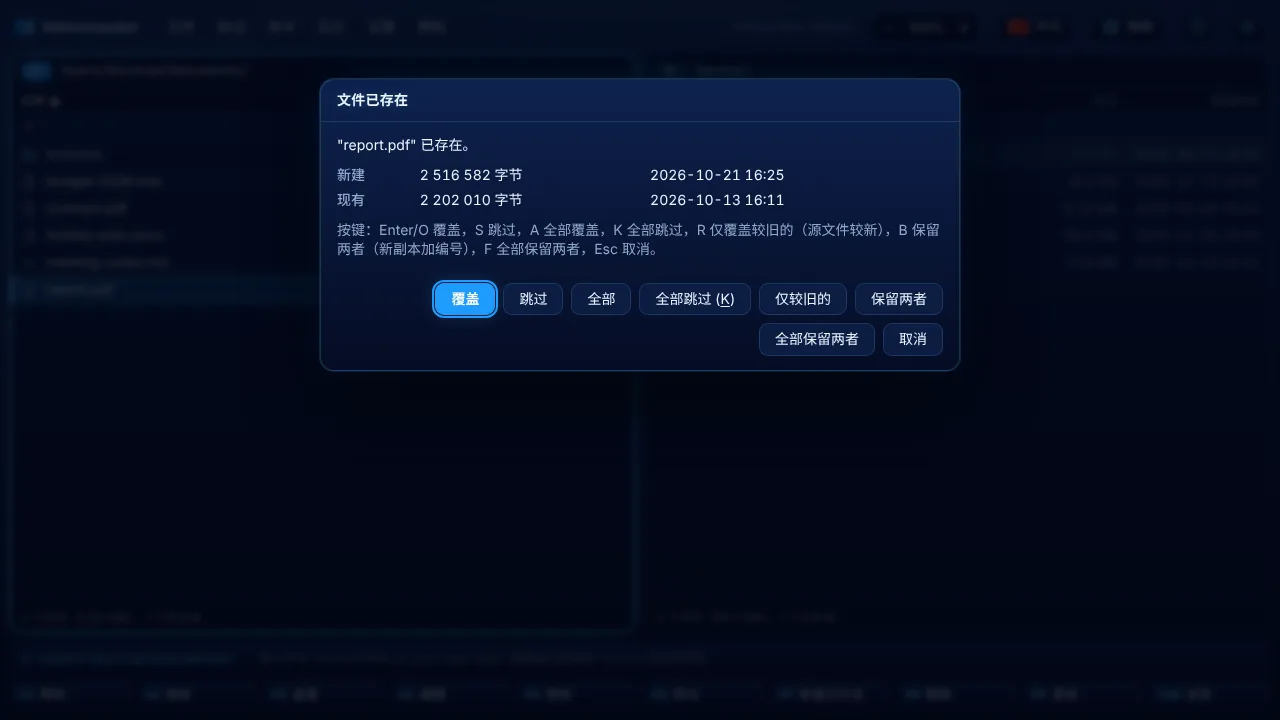 带有新选项“保留两者”的“文件已存在”窗口