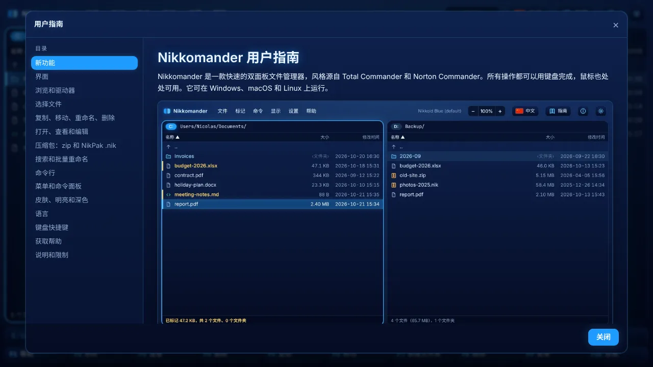 用户指南窗口